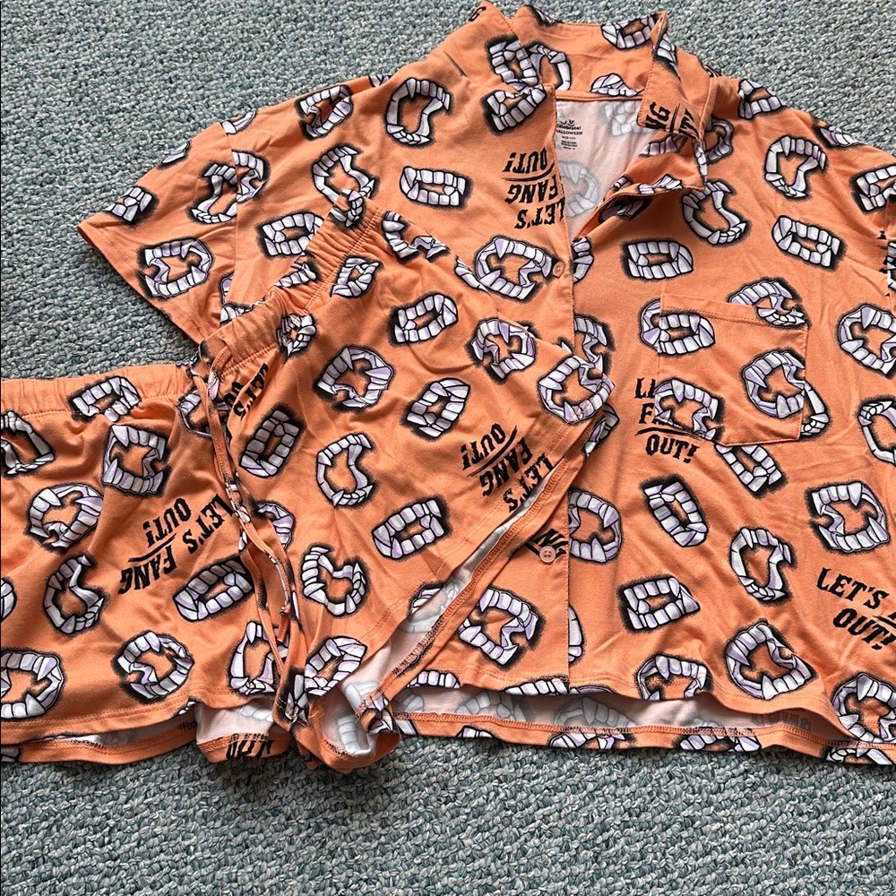 Halloween Orange Graphic Pajama Set